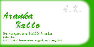 aranka kallo business card