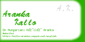 aranka kallo business card